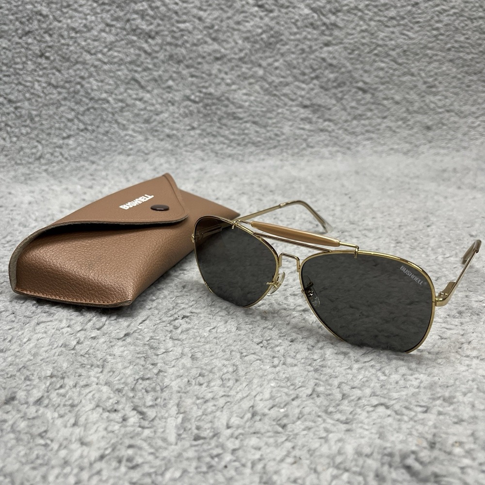 Bushnell‎ Aviator Sunglasses Gold Frames Gray Smoke Lens Vintage